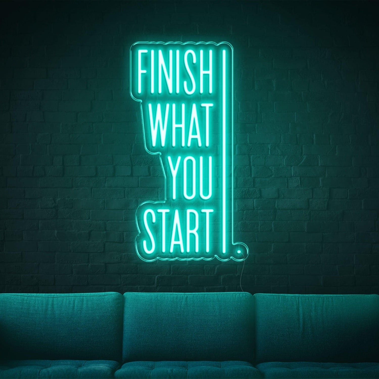 Finish What You Start Blue-White Led Neon Sign For Modern Indoor Decor | Shineneon