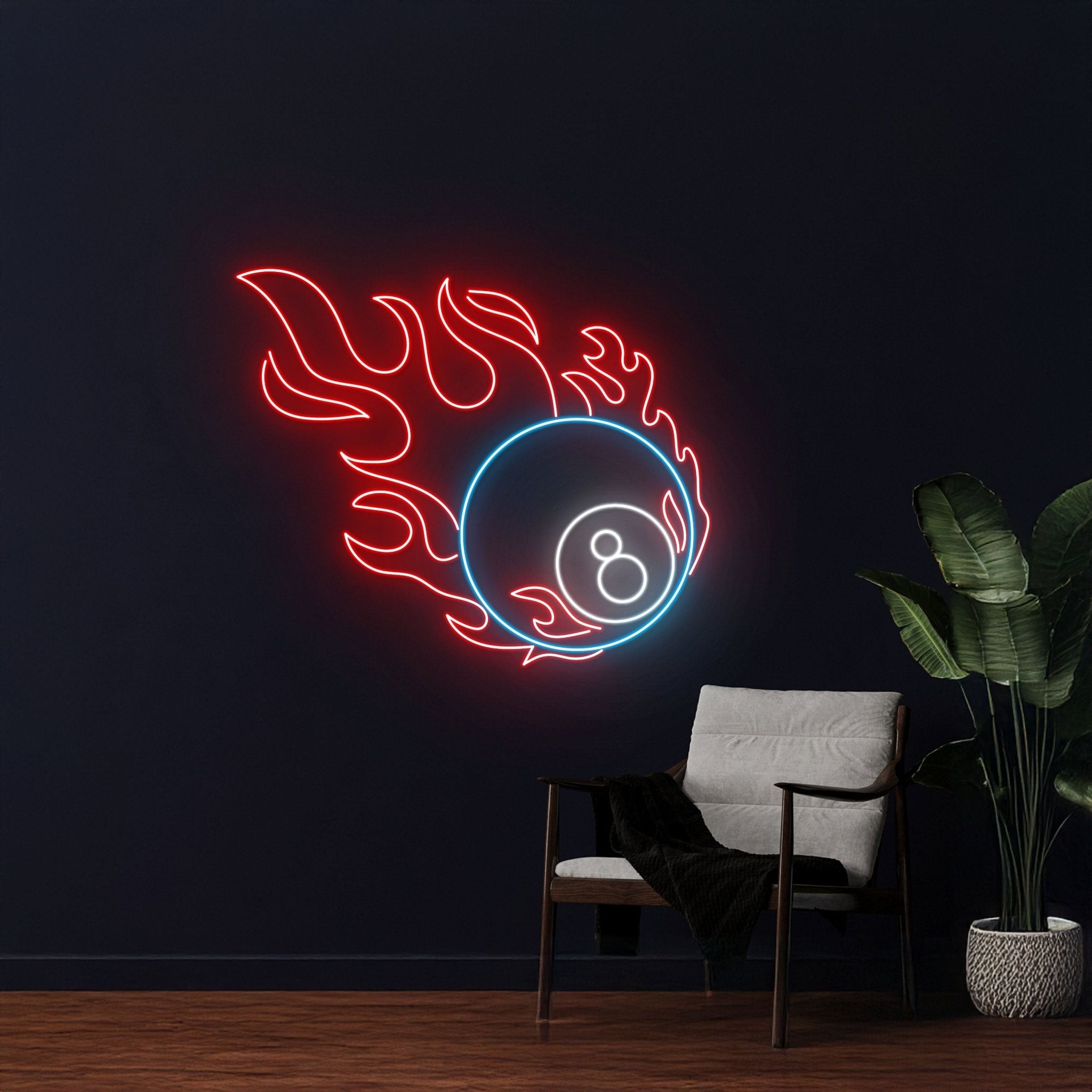 Fire 8 Ball Billiards Led Sign - Shineneon