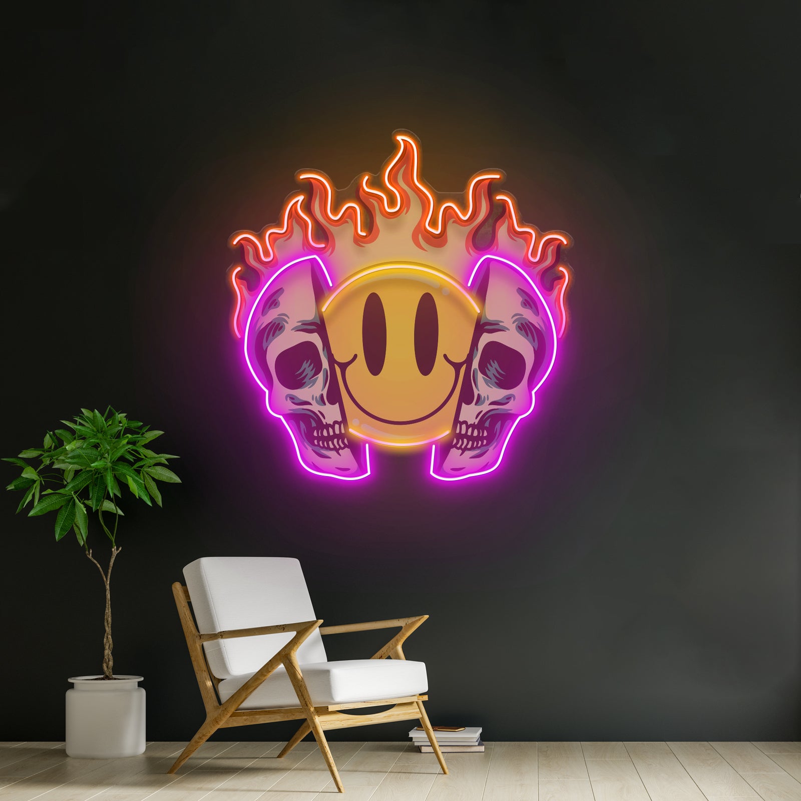 Fire Emoji Skull Led Neon Sign Light Custom Led Signs