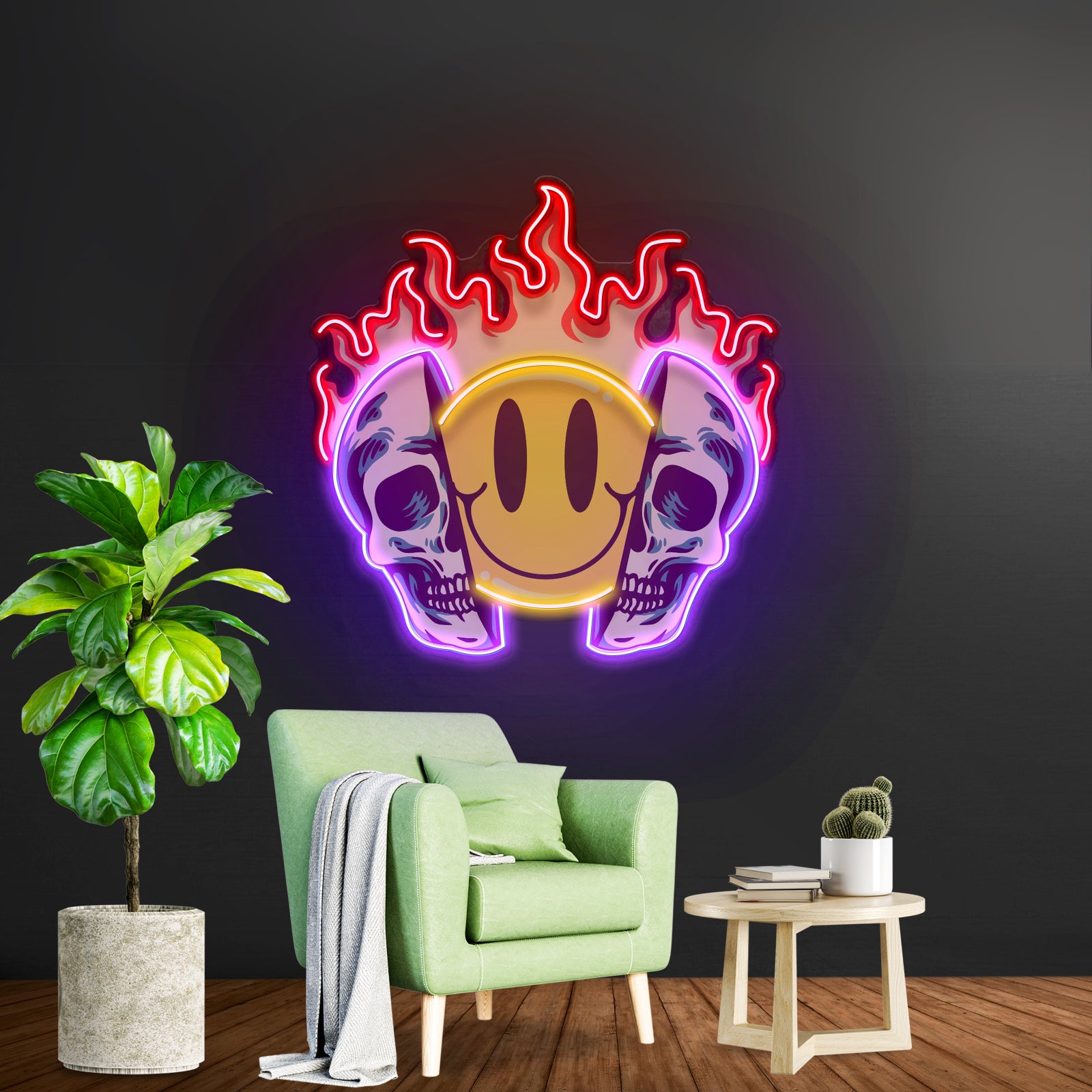 Fire Emoji Skull Led Neon Sign Light Custom Led Signs