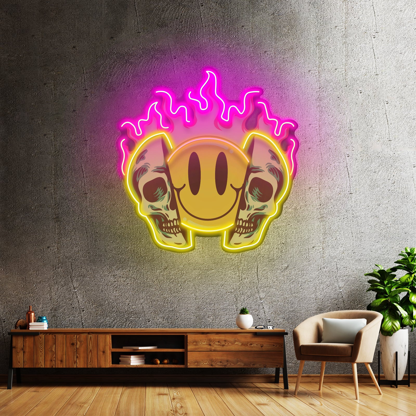 Fire Emoji Skull Led Neon Sign Light Custom Led Signs