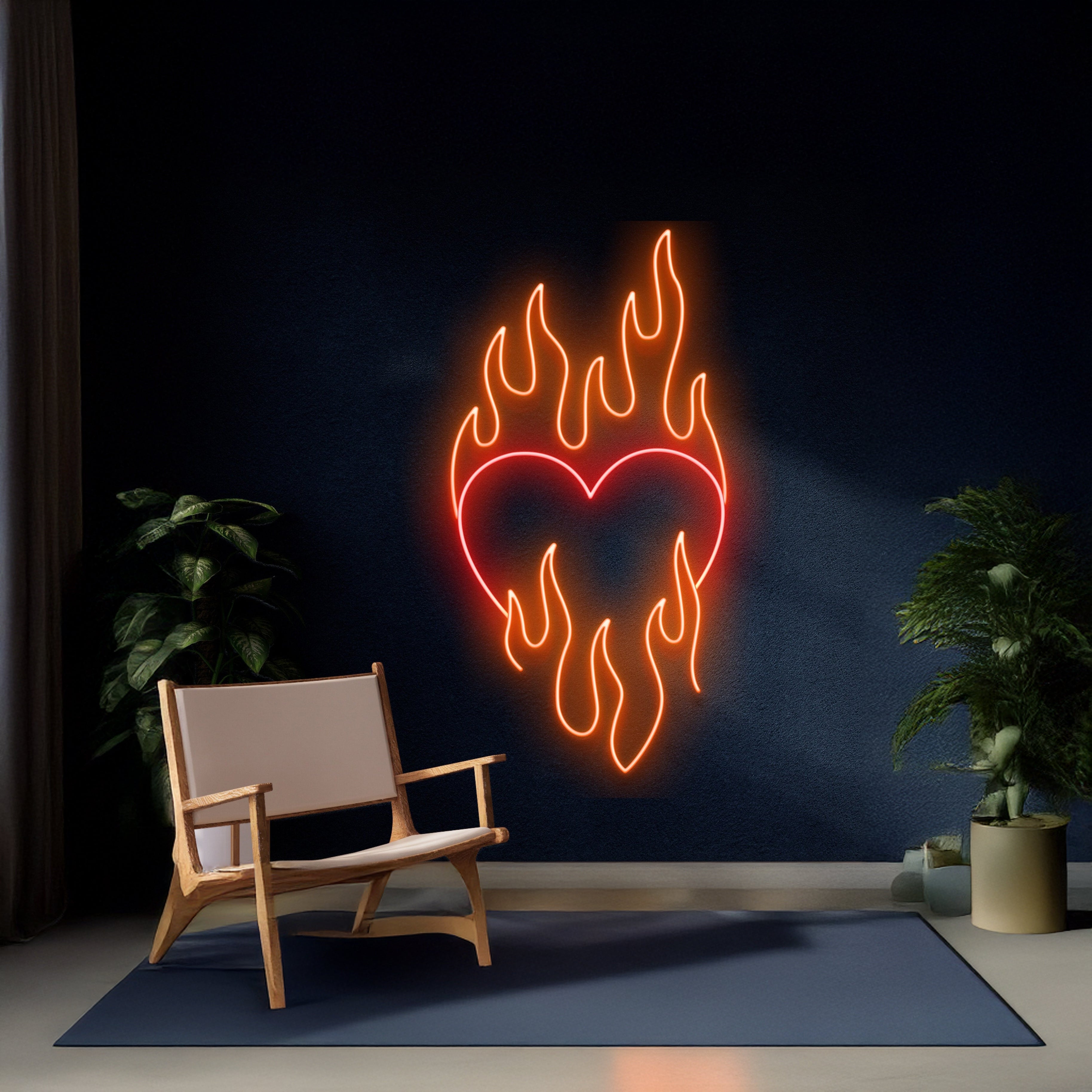 Fire Heart Neon Sign Burning Heart Led Sign | Shineneon