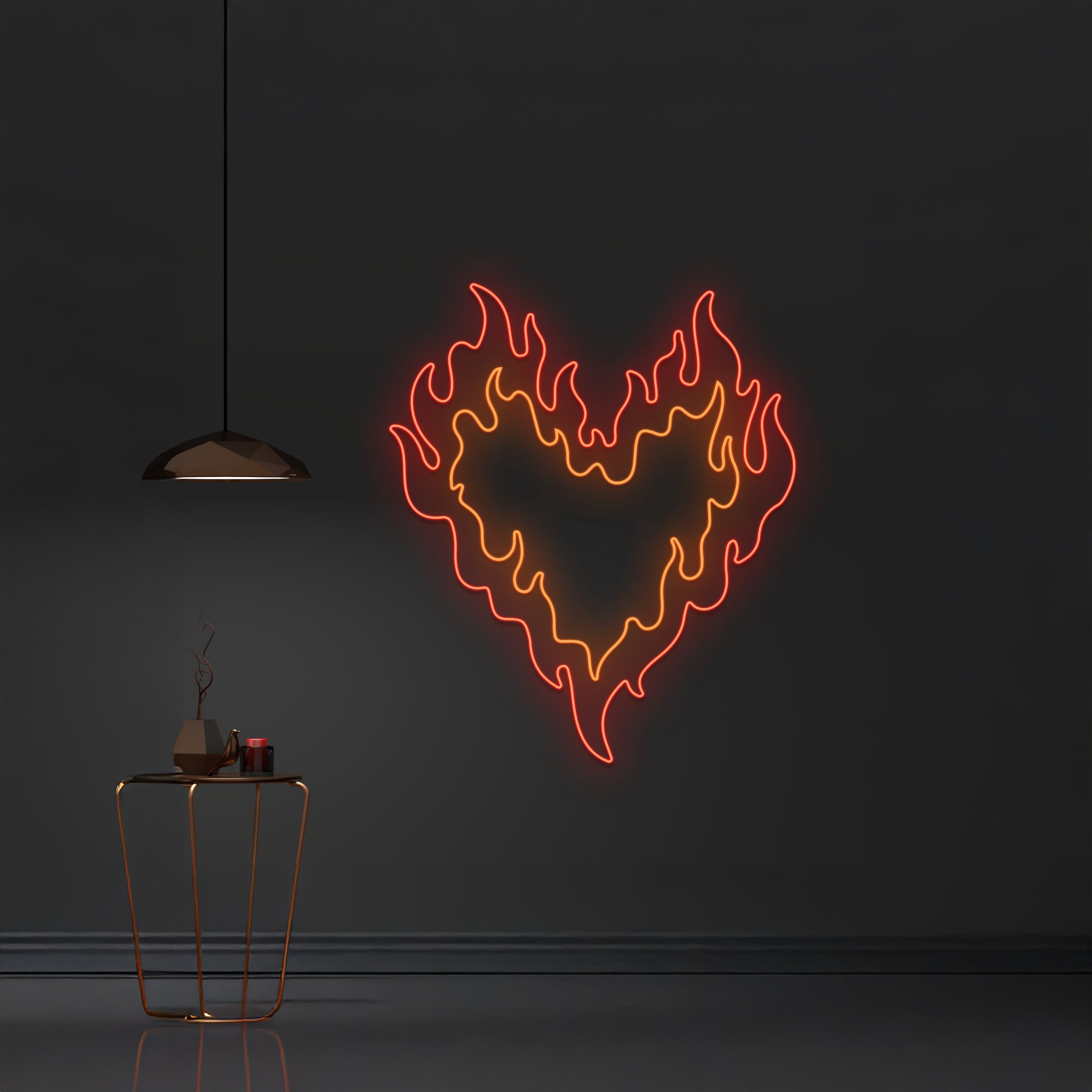 Fire Heart Neon Sign Business Bar Pub Light | Shineneon
