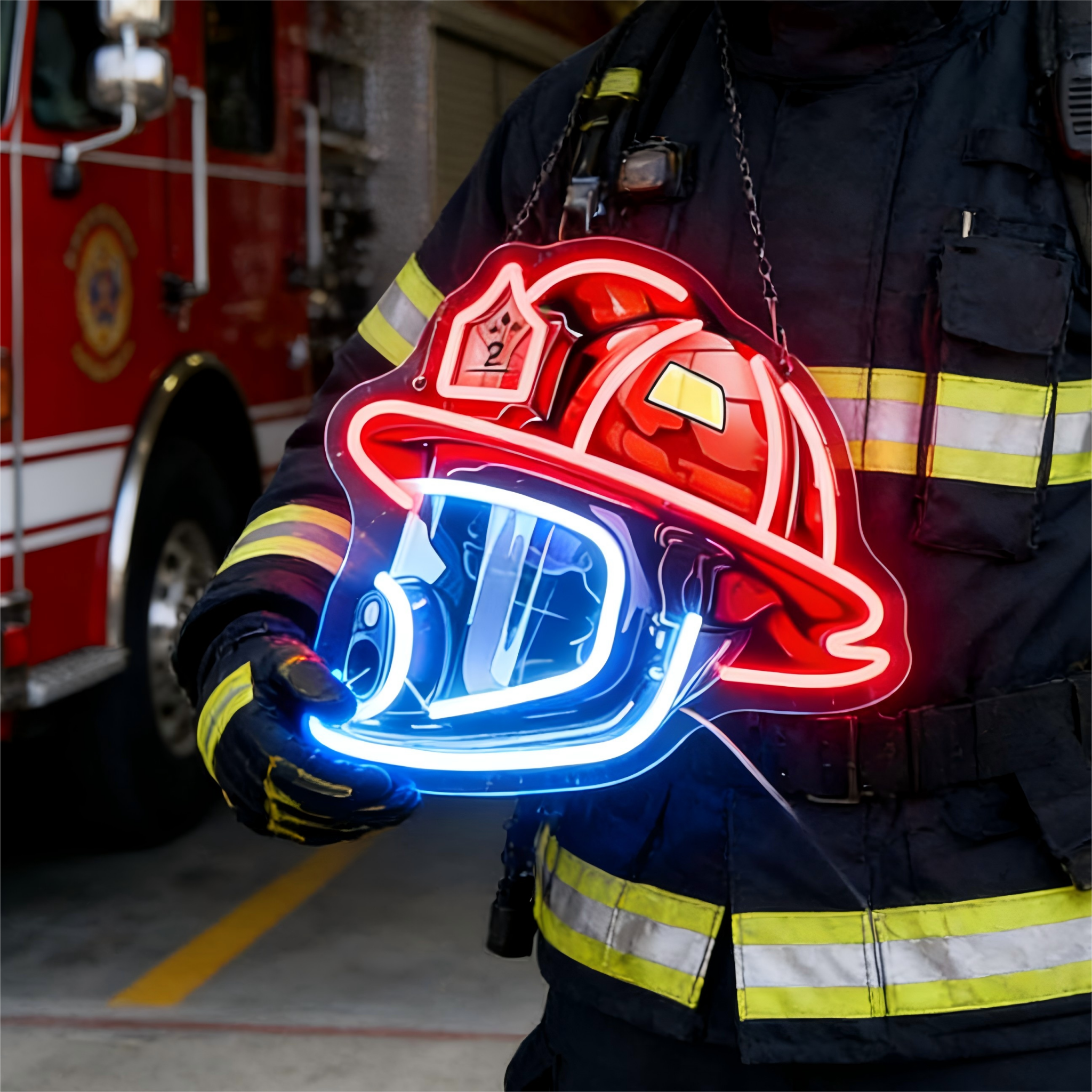 Firefighter Helmet Design USB Led Neon Sign - Shineneon