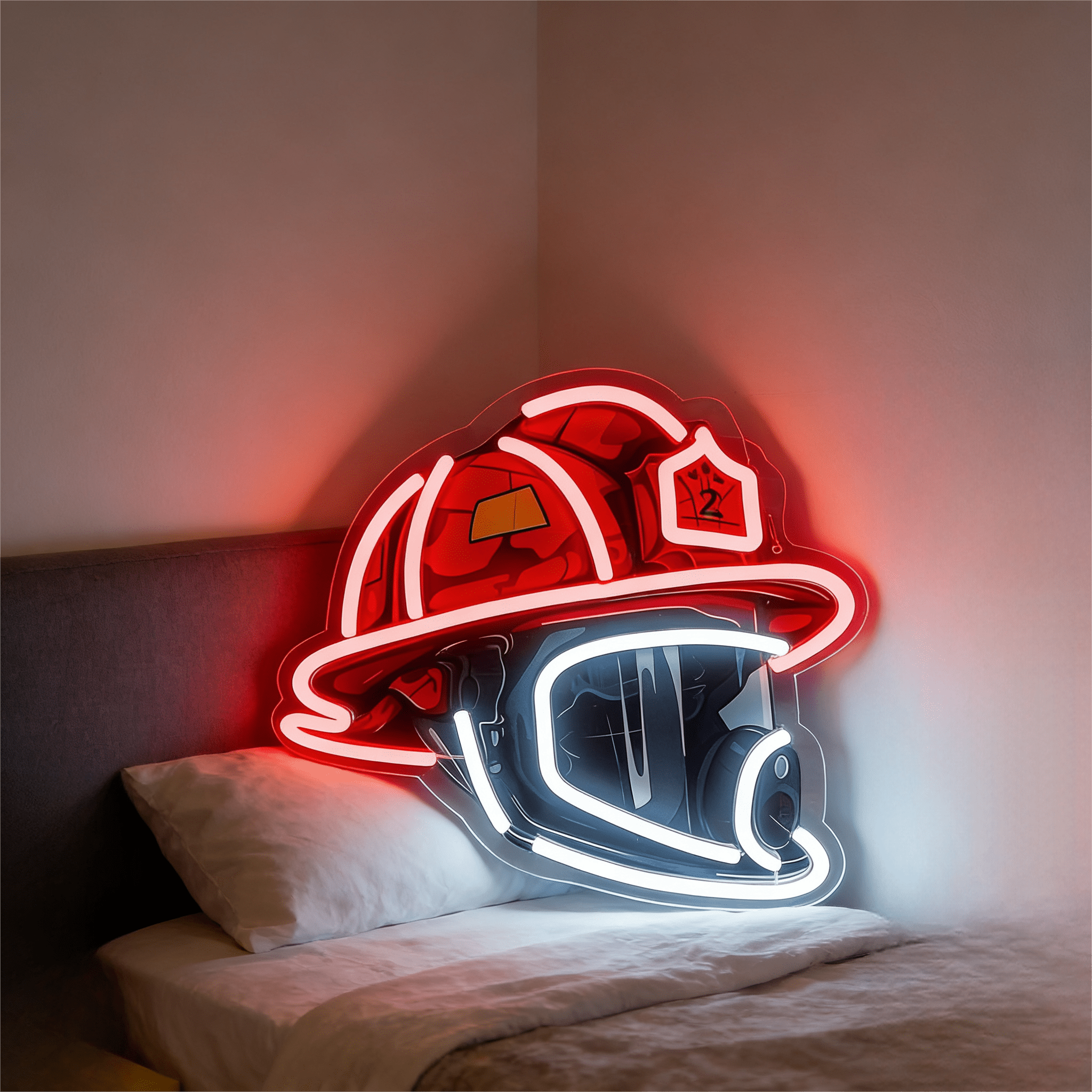 Firefighter Helmet Design USB Led Neon Sign - Shineneon