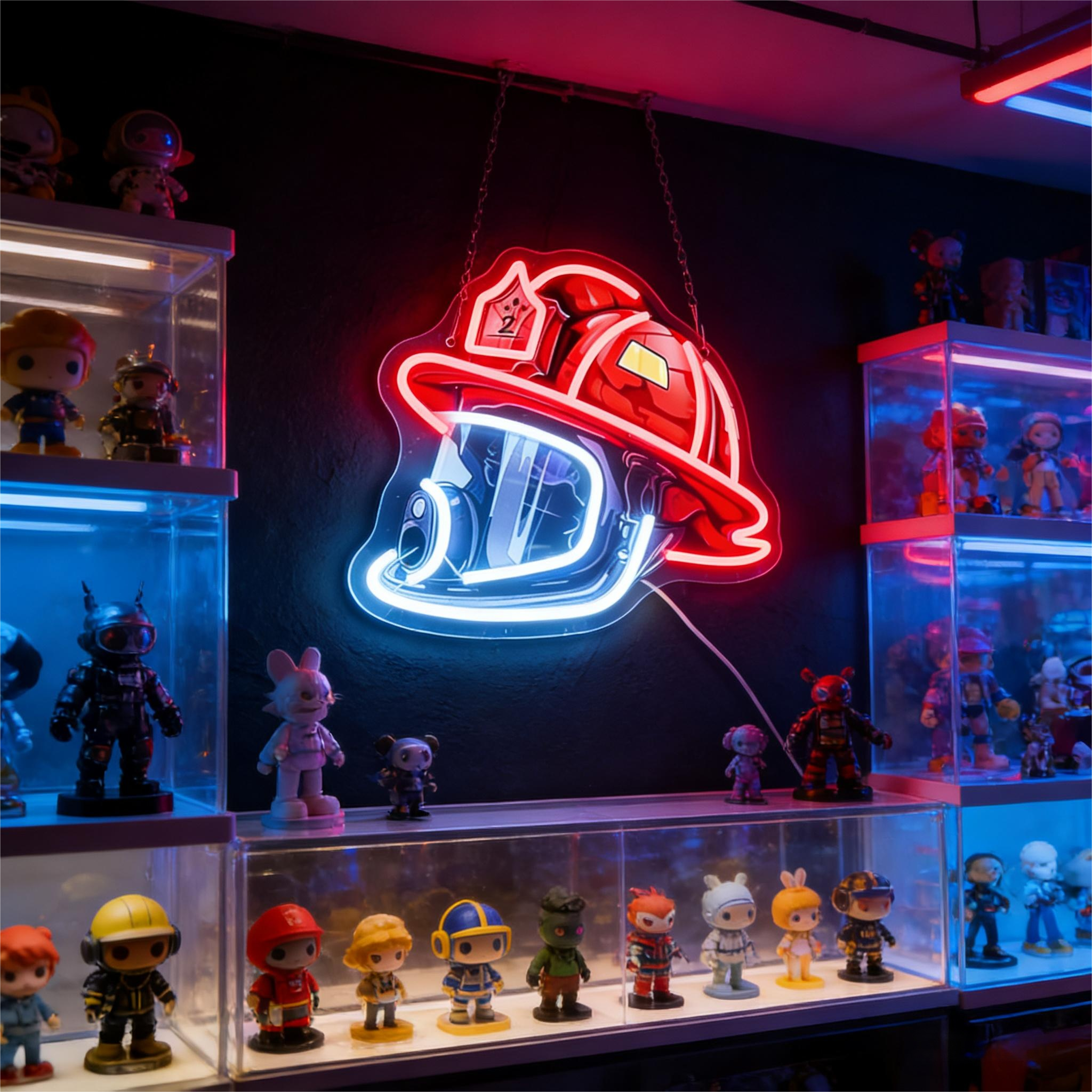 Firefighter Helmet Design USB Led Neon Sign - Shineneon