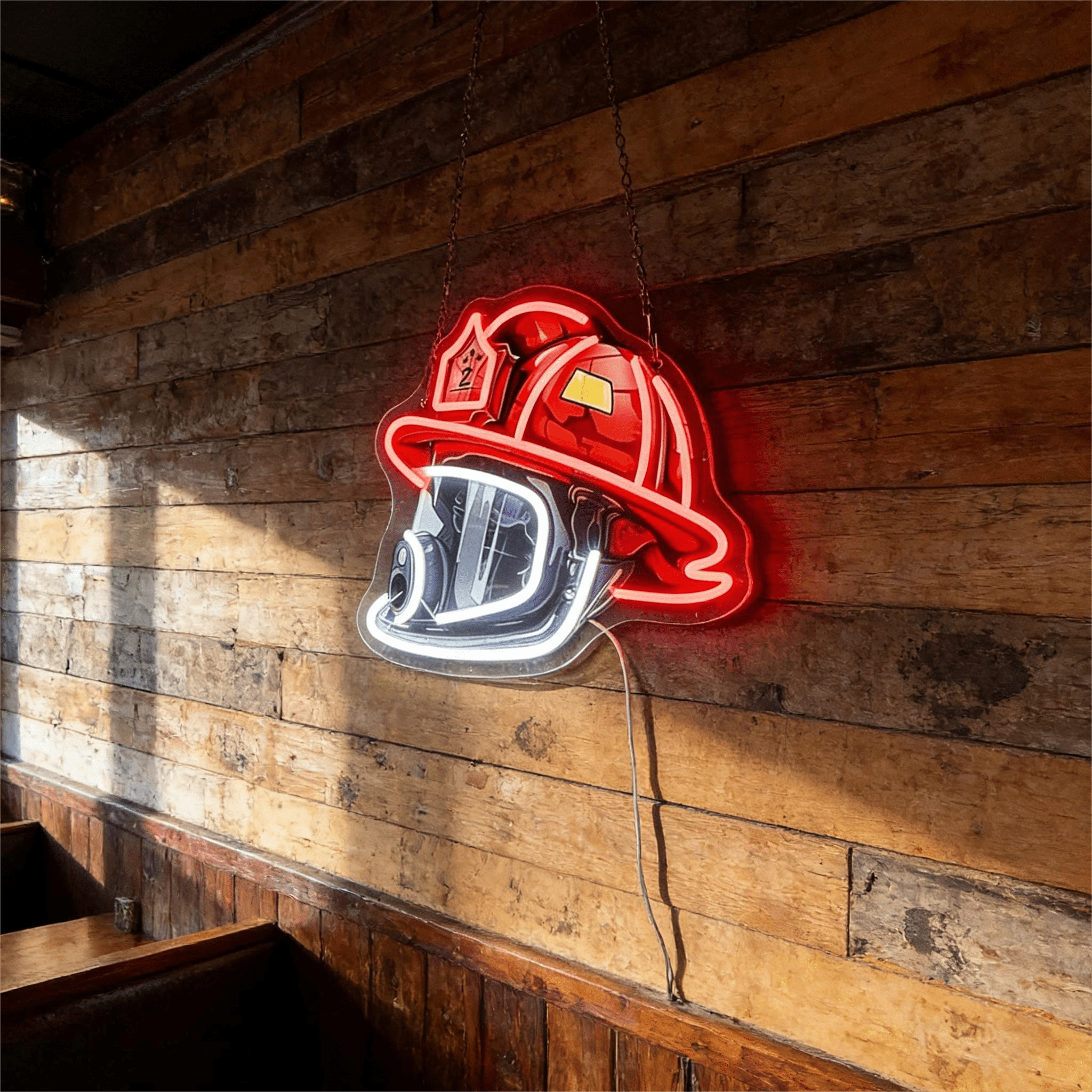 Firefighter Helmet Design USB Led Neon Sign - Shineneon