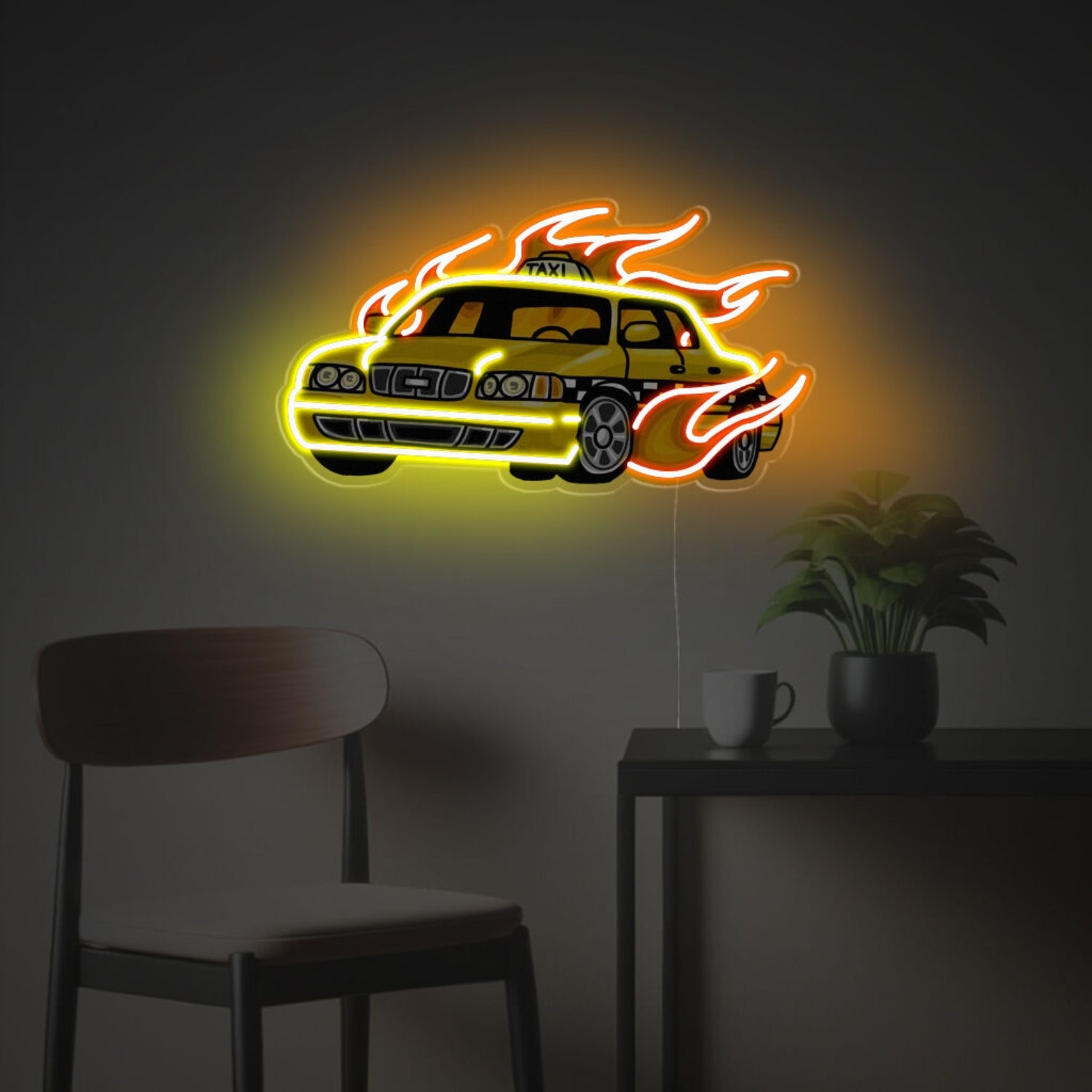 Firing Yellow Taxi Led Neon Acrylic Artwork | Shineneon