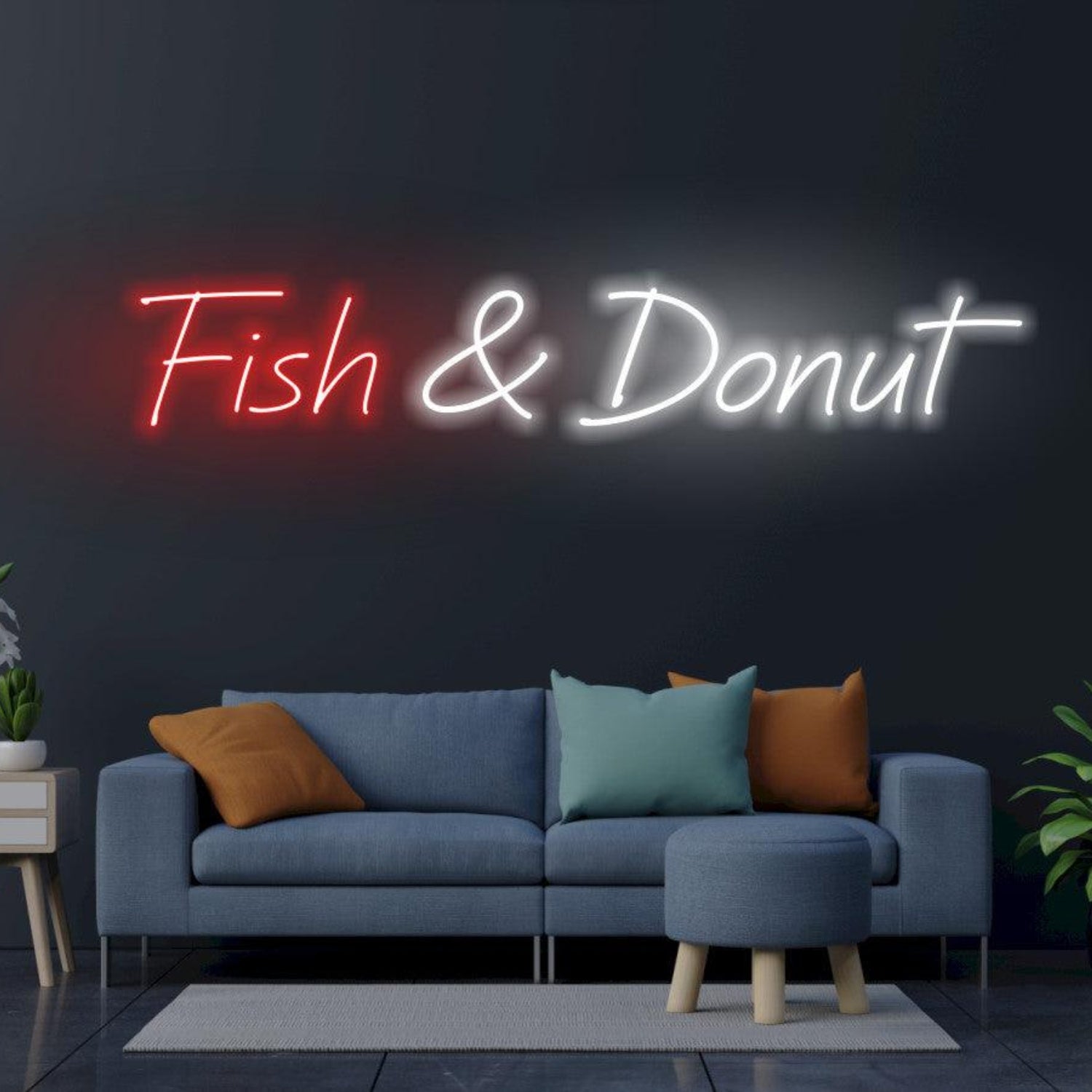 Fish And Donut Red-White Led Neon Sign For Home Cafe Wall Decor | Shineneon