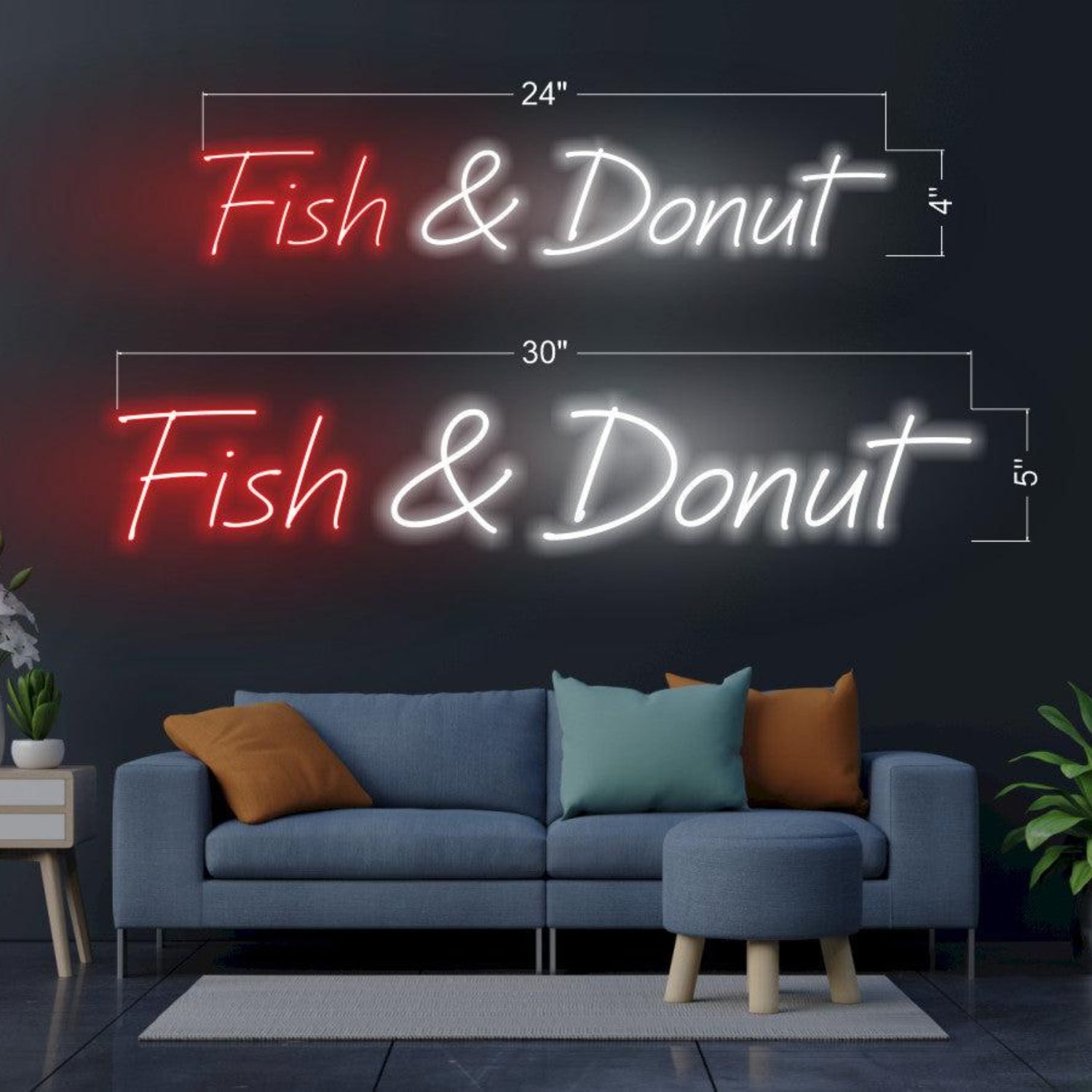 Fish And Donut Red-White Led Neon Sign For Home Cafe Wall Decor | Shineneon