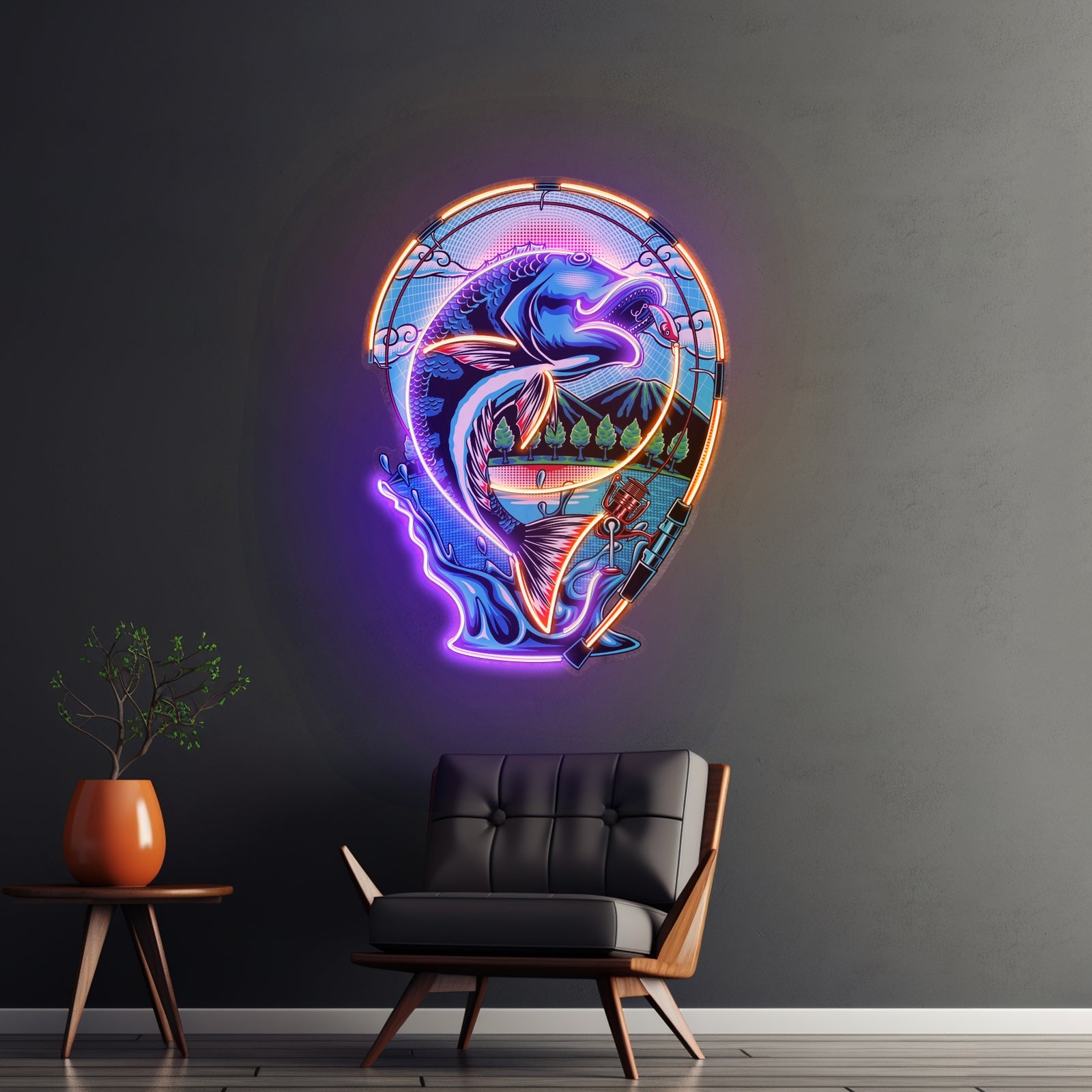 Fish Being Fished Led Neon Sign Light Custom Led Signs - Shineneon
