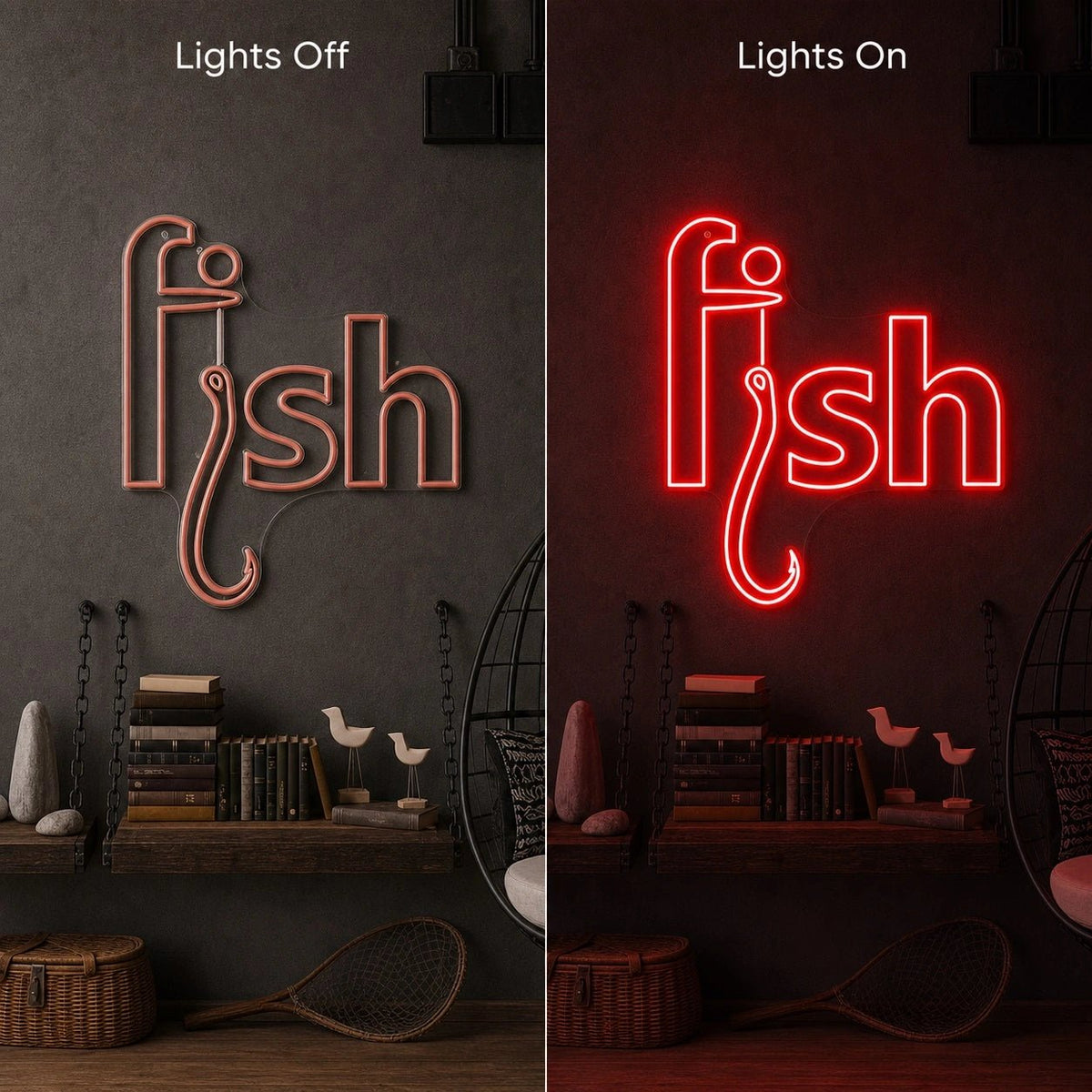 Fish Hook Text LED Neon Sign - Shineneon