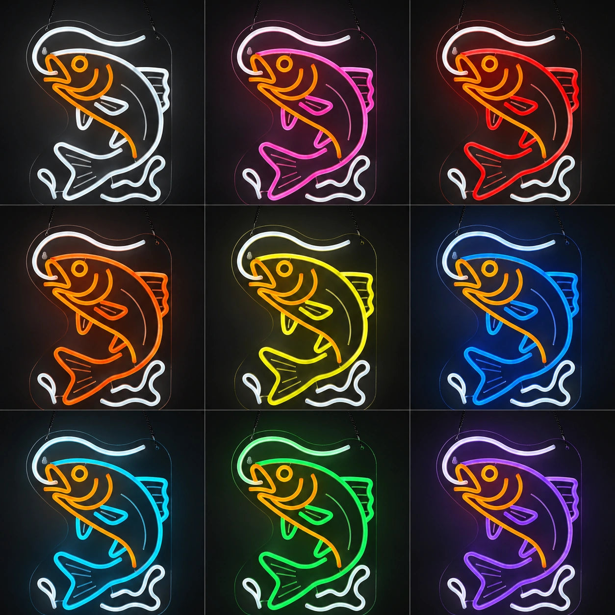 Fish Line Neon Sign LED Neon Sign color grid