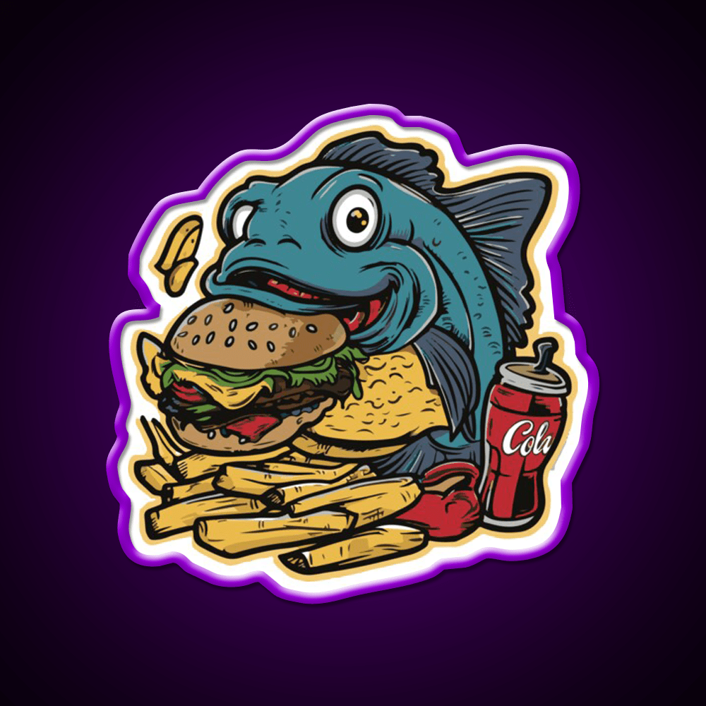 Fish On A Fast Food Diet Fast Food Led Neon Sign For Burger Place Rgb Color - Shineneon