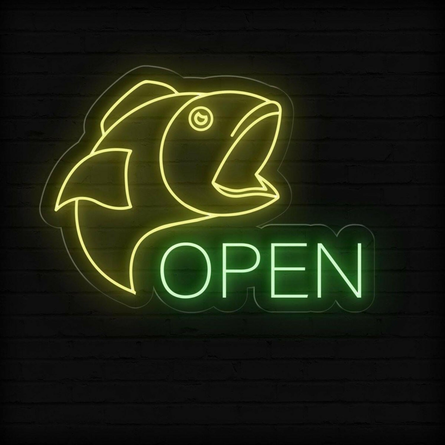 Fish Store Blue Fish Green Open Led Neon Sign For Window Decoration | Shineneon