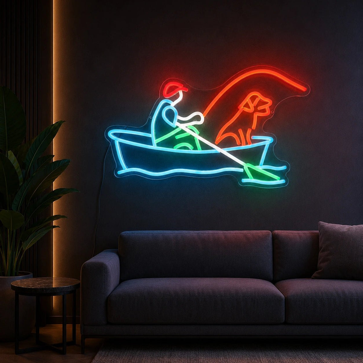 Fisherman Boat Dog LED Neon Sign - Shineneon