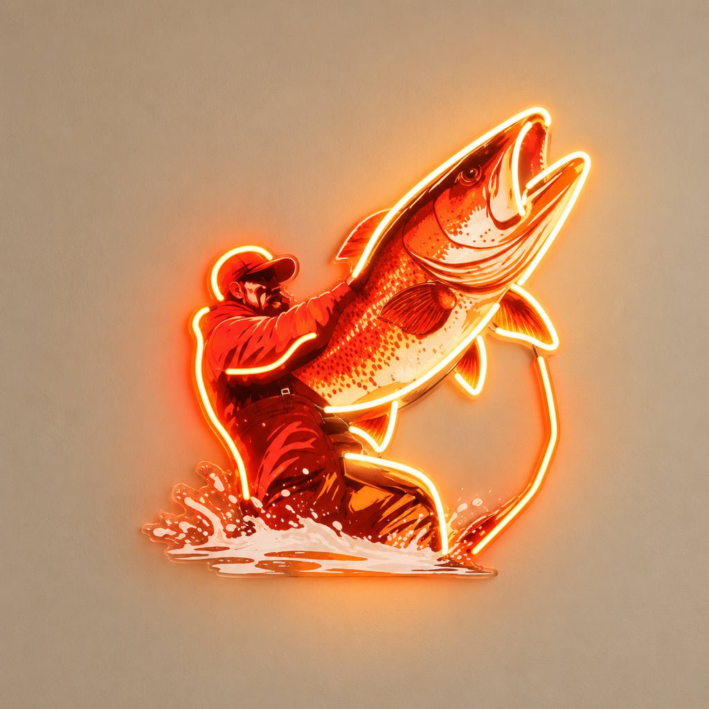 Fisherman Catching Fish LED Neon Sign - Shineneon