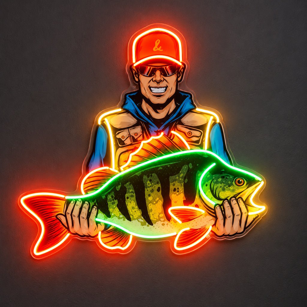 Fisherman Holding Fish LED Neon Sign - Shineneon