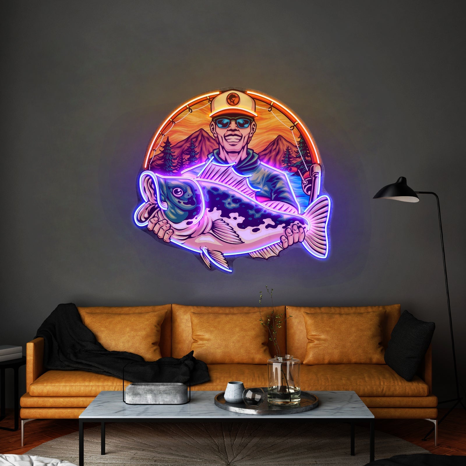 Fishermen Caught Big Fish Led Neon Sign Light Custom Led Signs - Shineneon