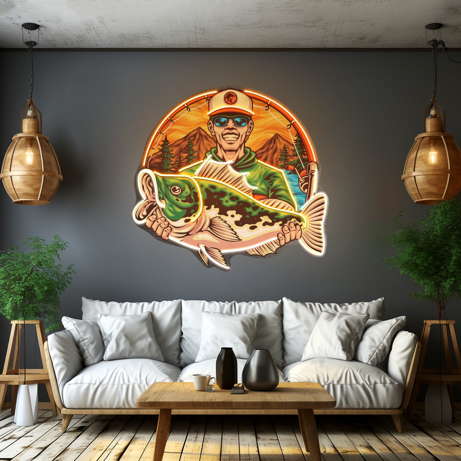 Fishermen Caught Big Fish Led Neon Sign Light Custom Led Signs - Shineneon