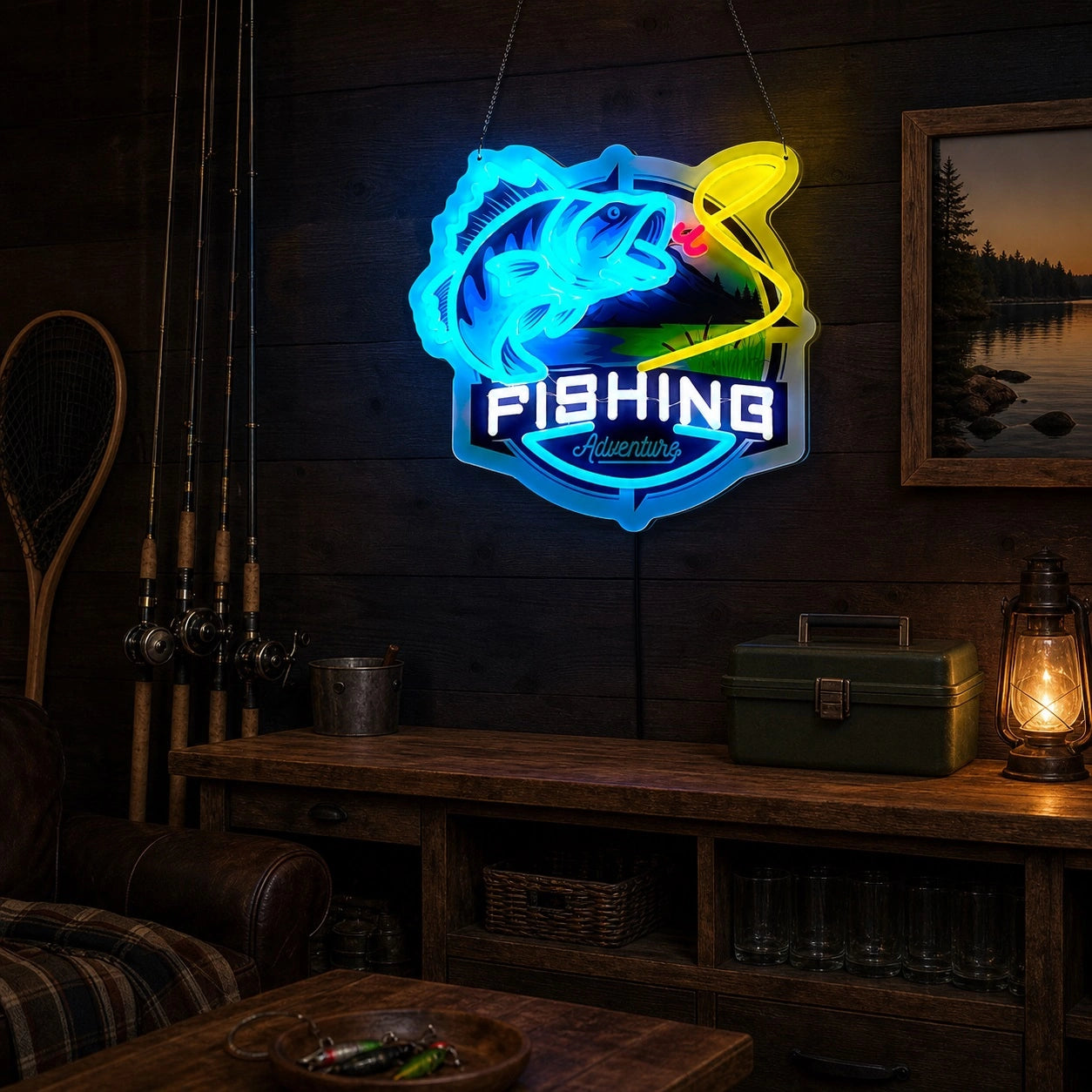 Fishing Adventure Fish LED Neon Sign real lifestyle scene