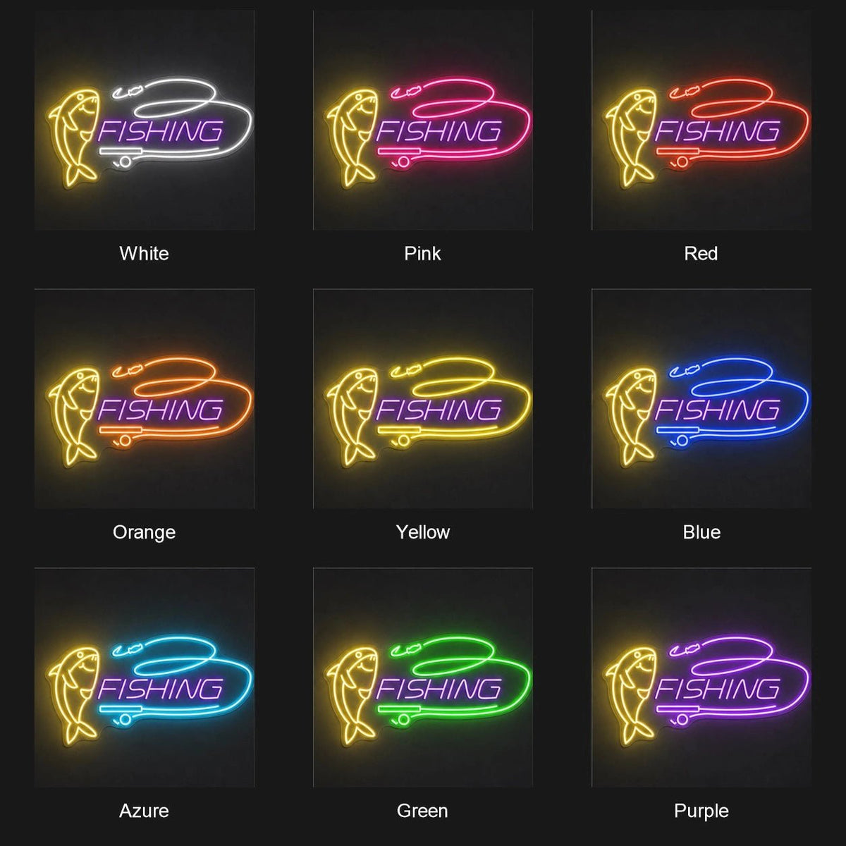 Fishing Fish Hook And Rod LED Neon Sign - Shineneon