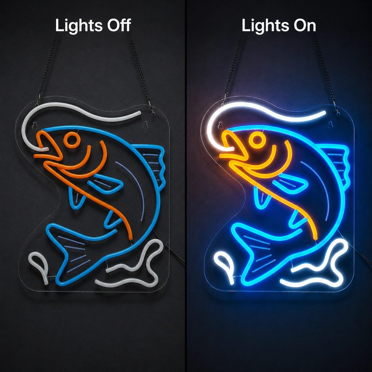 Fishing Fish Outline LED Neon Sign main product image