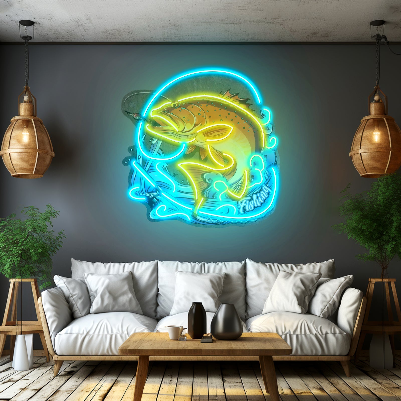 Fishing On Blue Waves Led Neon Sign Light Custom Led Signs - Shineneon