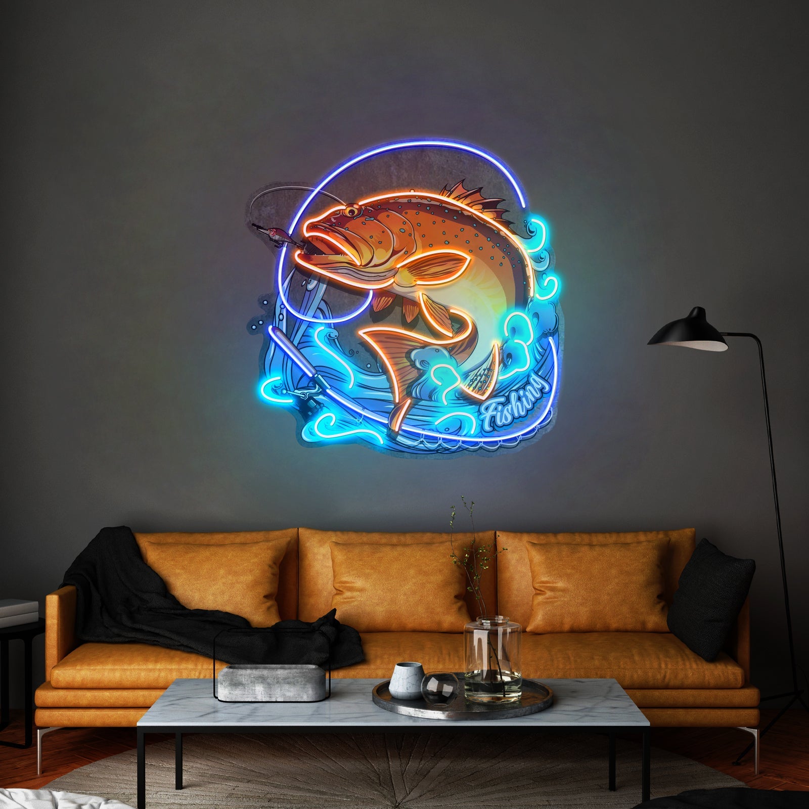 Fishing On Blue Waves Led Neon Sign Light Custom Led Signs - Shineneon