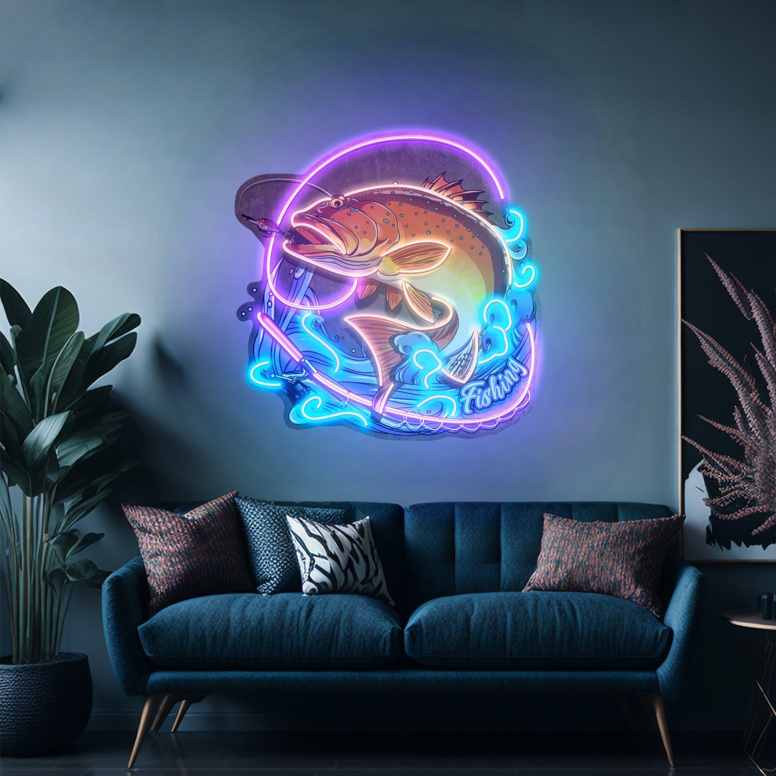 Fishing On Blue Waves Led Neon Sign Light Custom Led Signs - Shineneon