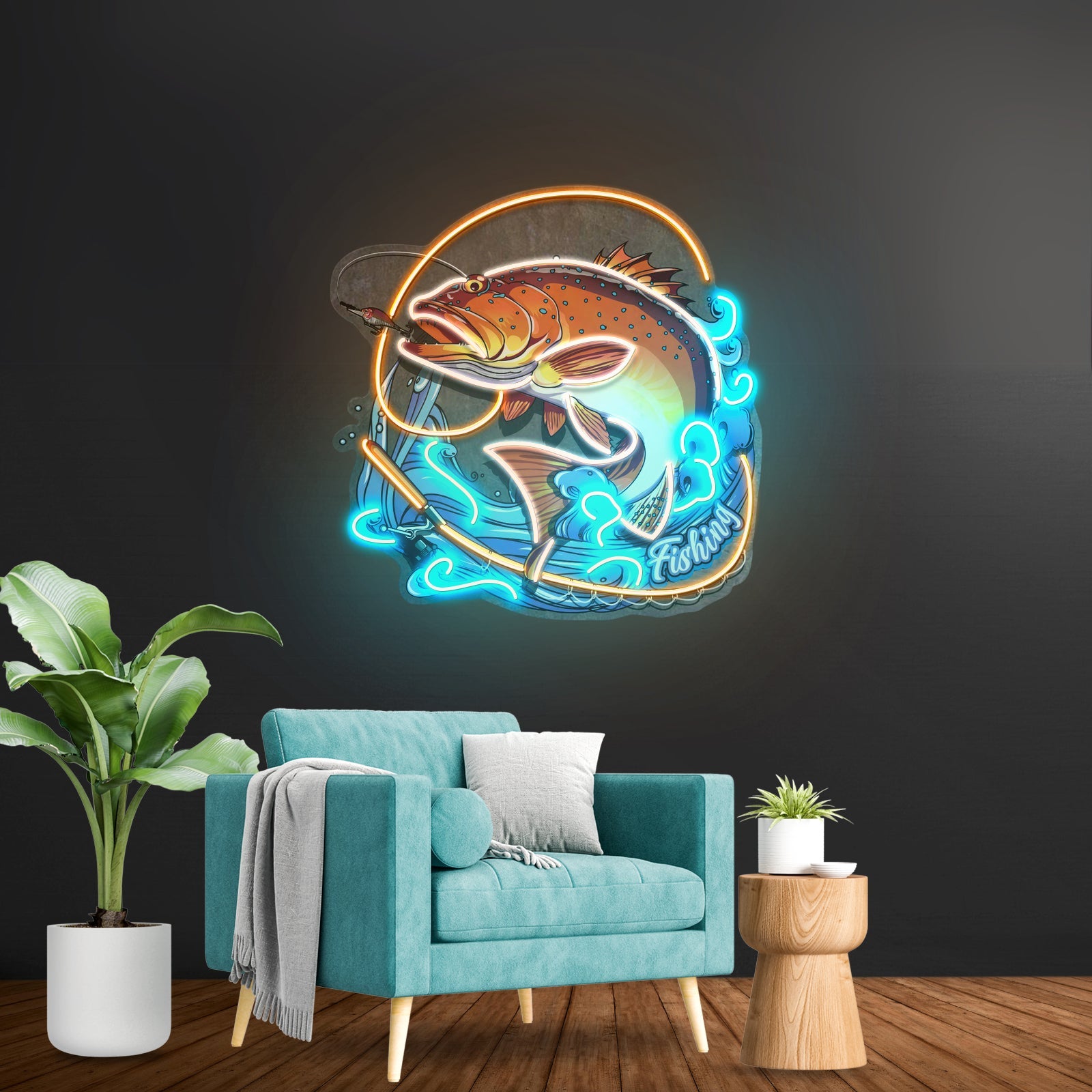 Fishing On Blue Waves Led Neon Sign Light Custom Led Signs - Shineneon