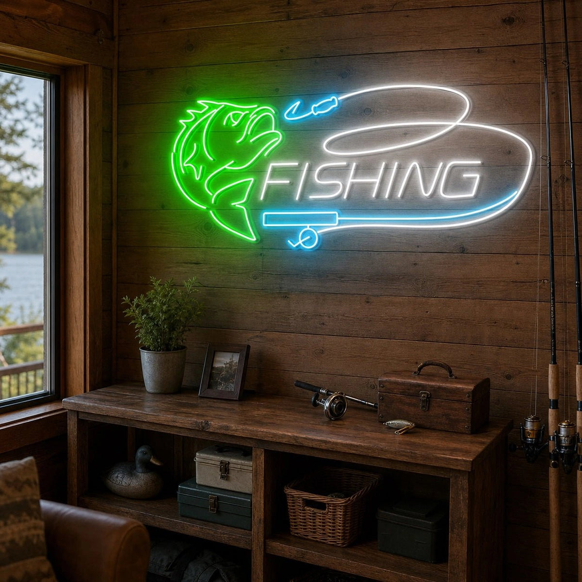 Fishing Rod And Fish LED Neon Sign - Shineneon