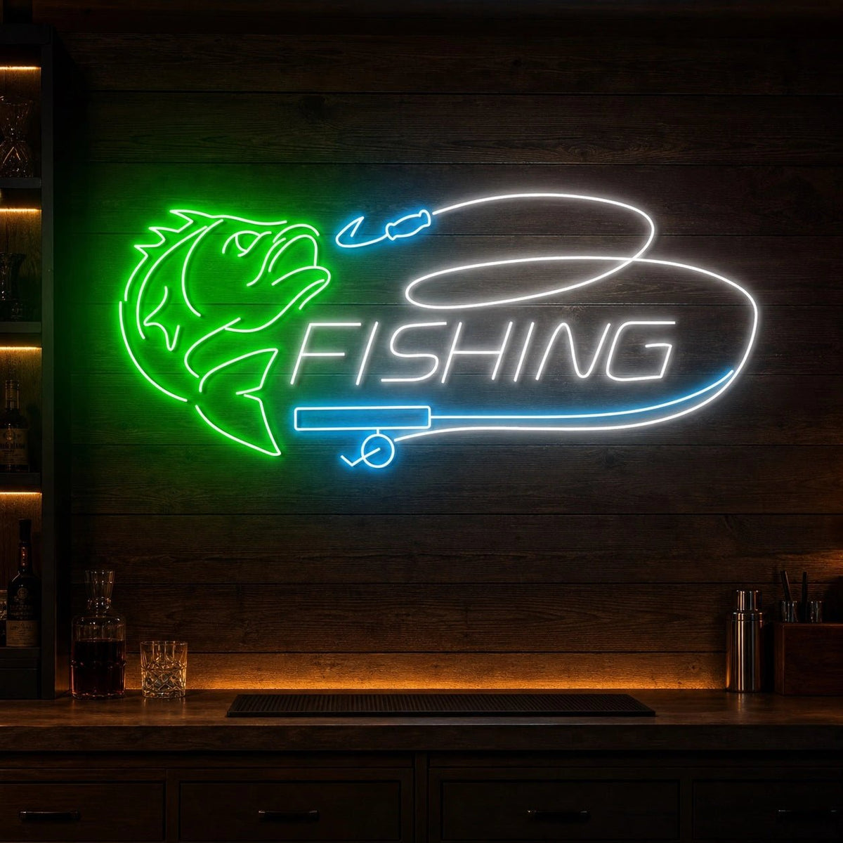 Fishing Rod And Fish LED Neon Sign - Shineneon