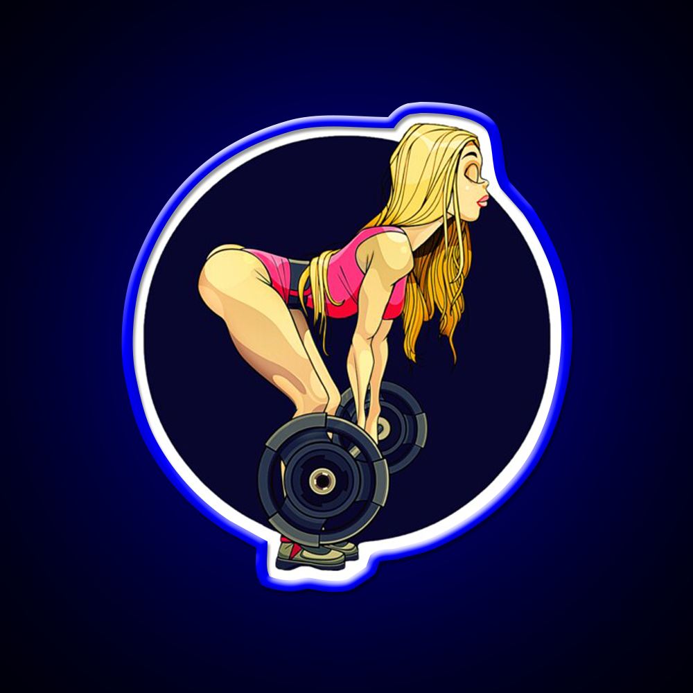 Fit Woman Blonde Deadlift Women Are Strong Gym Fitness Led Neon Sign Rgb Color