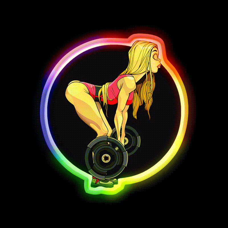 Fit Woman Blonde Deadlift Women Are Strong Gym Fitness Led Neon Sign Rgb Color