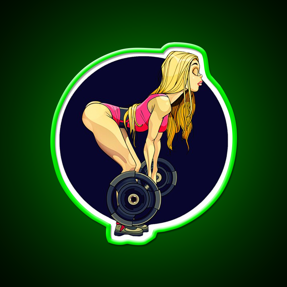 Fit Woman Blonde Deadlift Women Are Strong Gym Fitness Led Neon Sign Rgb Color