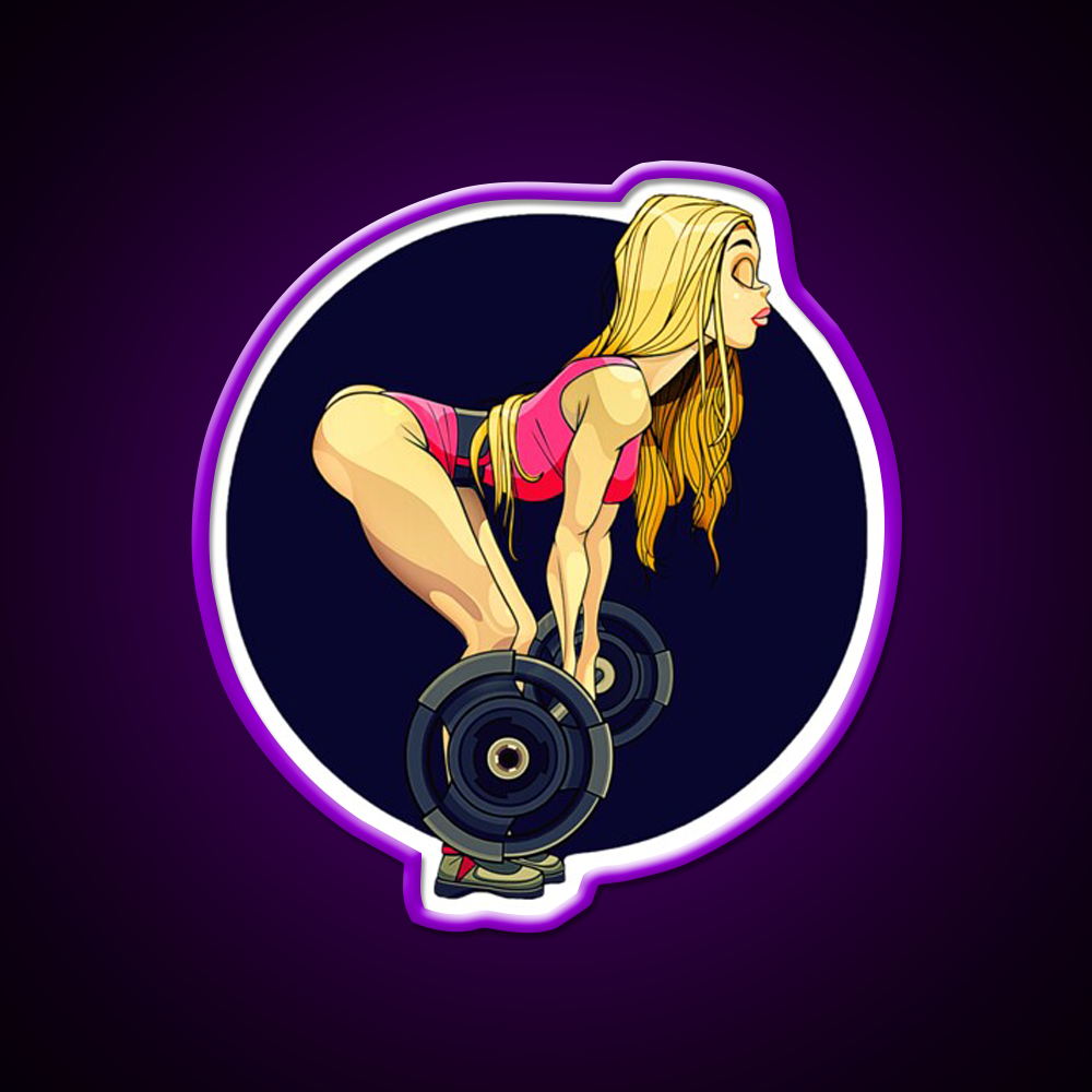 Fit Woman Blonde Deadlift Women Are Strong Gym Fitness Led Neon Sign Rgb Color