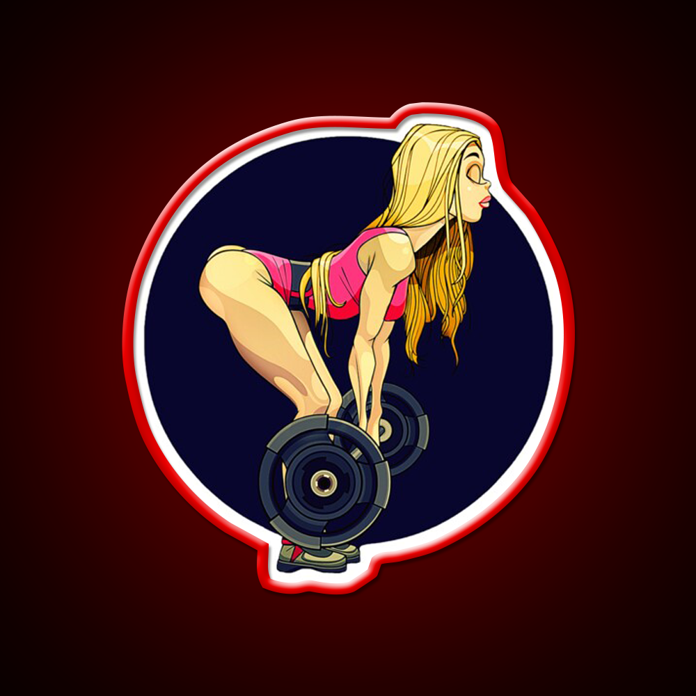 Fit Woman Blonde Deadlift Women Are Strong Gym Fitness Led Neon Sign Rgb Color