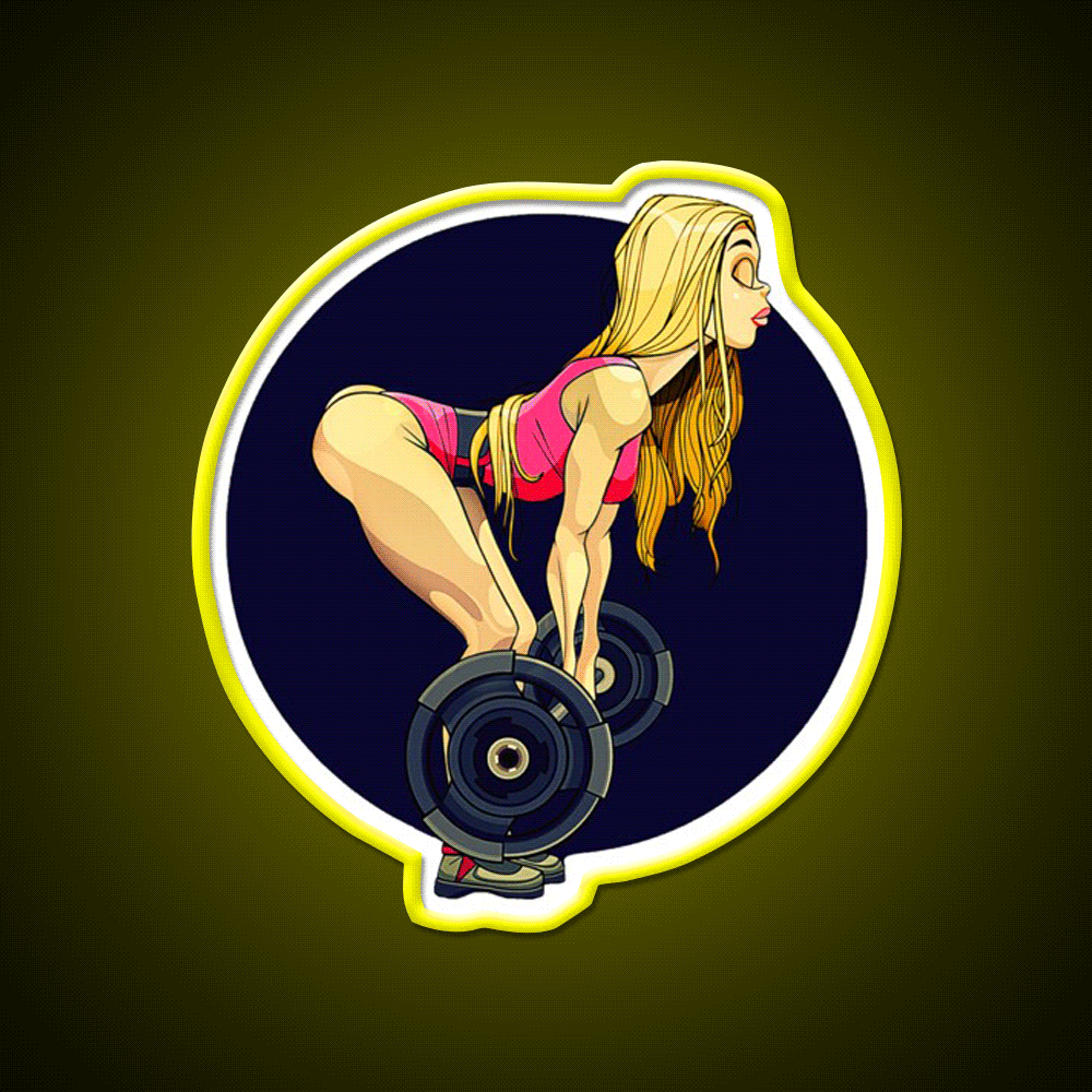 Fit Woman Blonde Deadlift Women Are Strong Gym Fitness Led Neon Sign Rgb Color