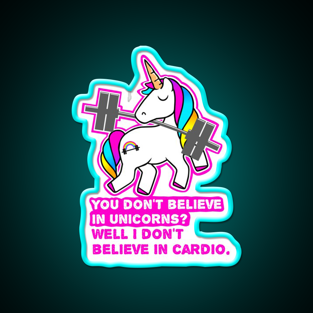 Fitness Barbell Unicorn Cardio Funny Gym Fitness Led Neon Sign Rgb Color