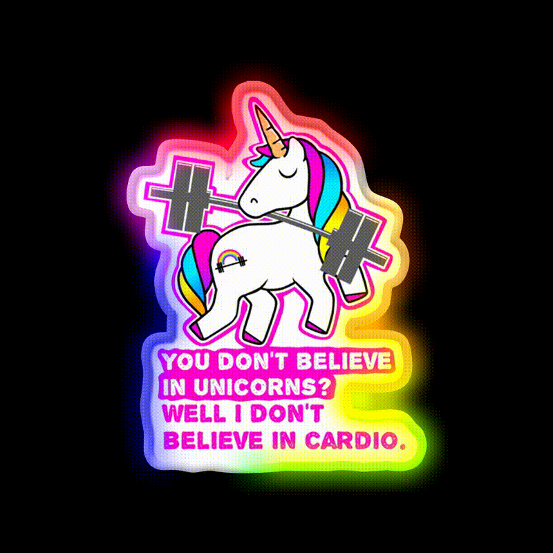 Fitness Barbell Unicorn Cardio Funny Gym Fitness Led Neon Sign Rgb Color
