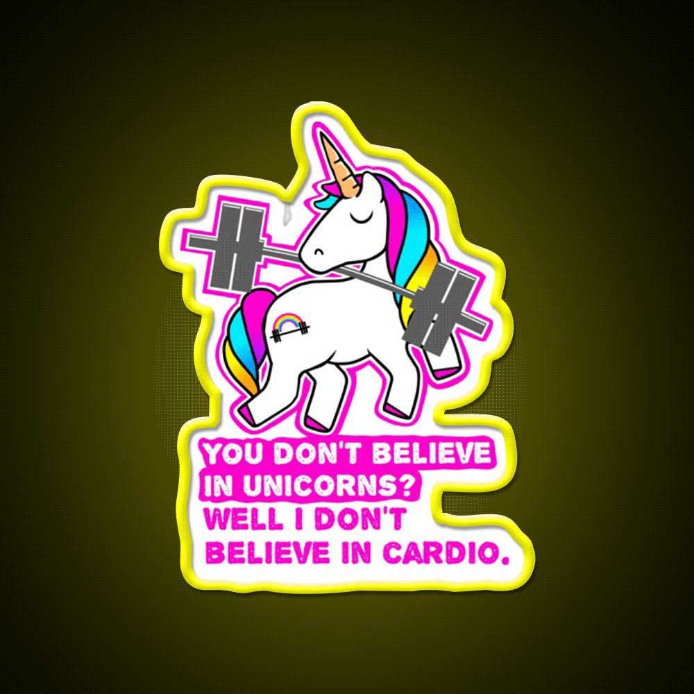 Fitness Barbell Unicorn Cardio Funny Gym Fitness Led Neon Sign Rgb Color