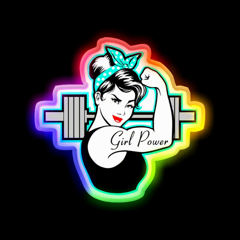 Fitness Fitness Girl Who Lift Fitness Women Gym Fitness Led Neon Sign Rgb Color