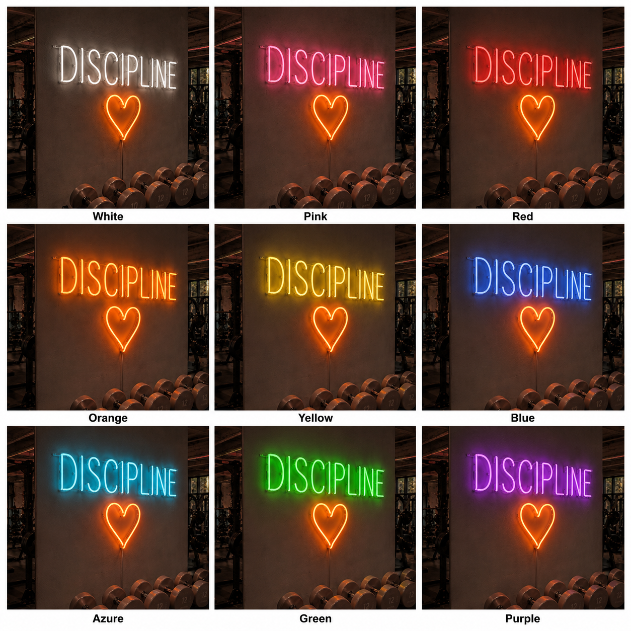 Fitness Home Decor LED Neon Sign color grid