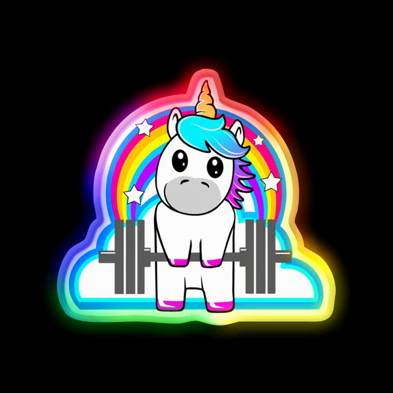 Fitnessgirl Barbell Unicorn Who Lift Gym Fitness Led Neon Sign Rgb Color