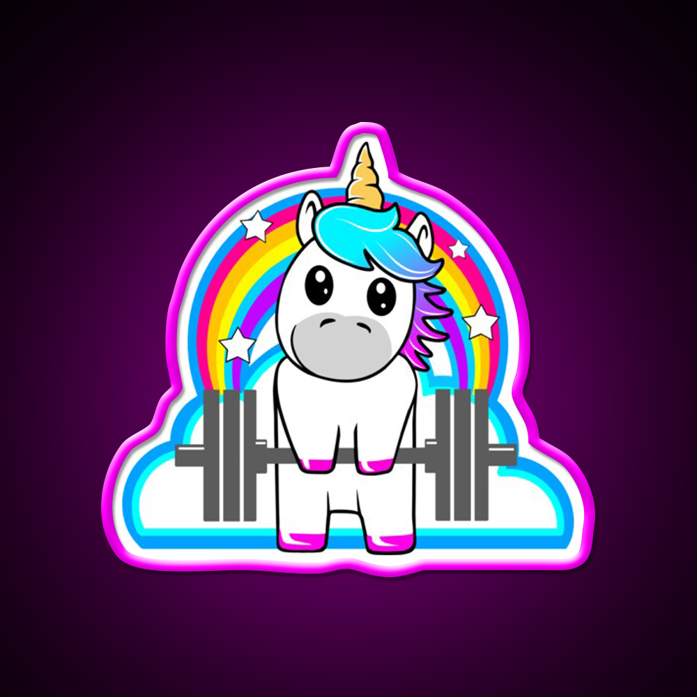 Fitnessgirl Barbell Unicorn Who Lift Gym Fitness Led Neon Sign Rgb Color