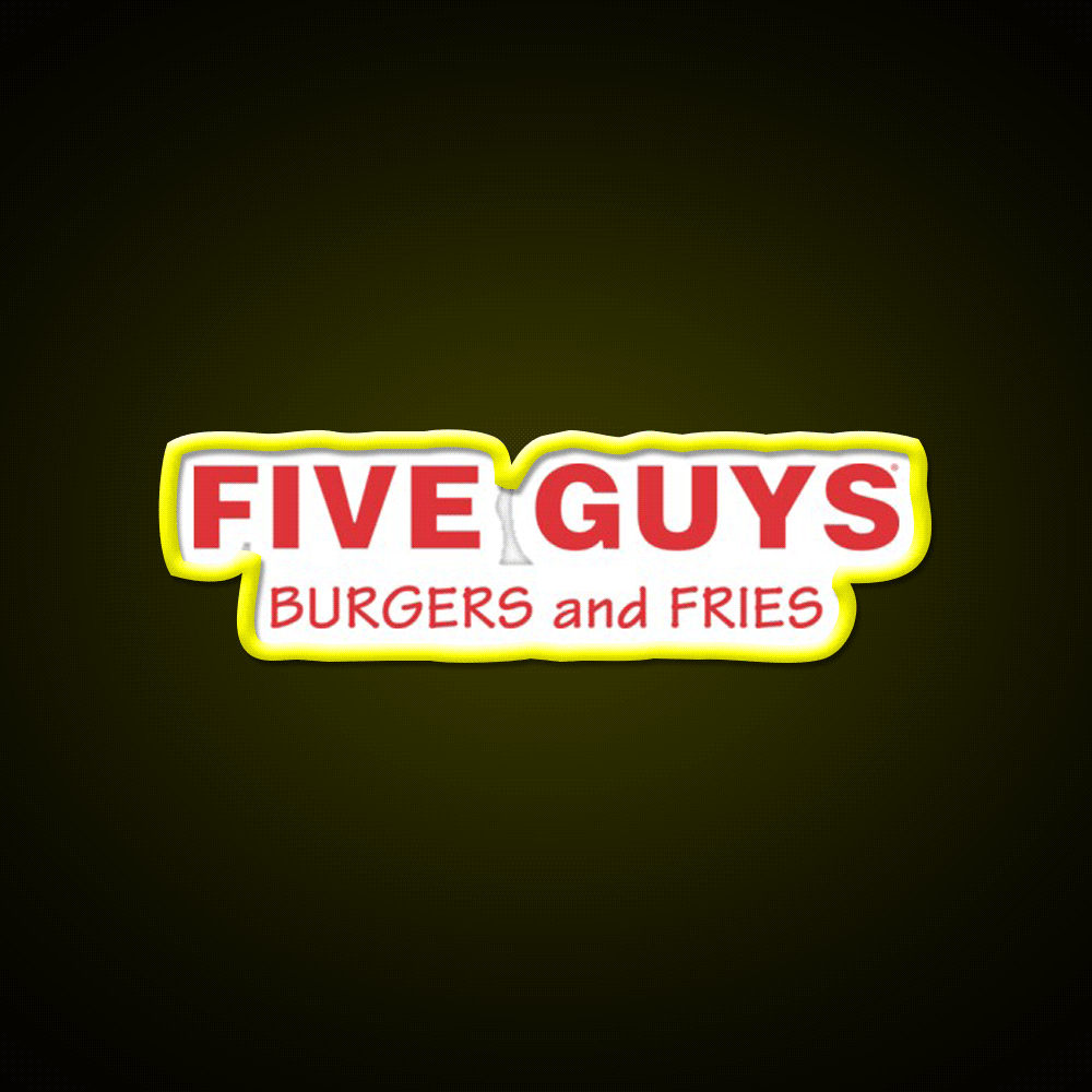 Five Guys Burgers And Fries Merch Fast Food Led Neon Sign For Burger Place Rgb Color - Custom LED neon sign front view