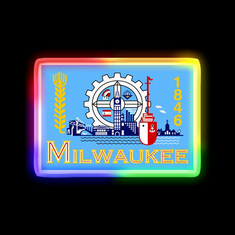 Flag Of Milwaukee Beer Bar Decor Led Neon Sign Rgb Color - LED neon sign close-up detail