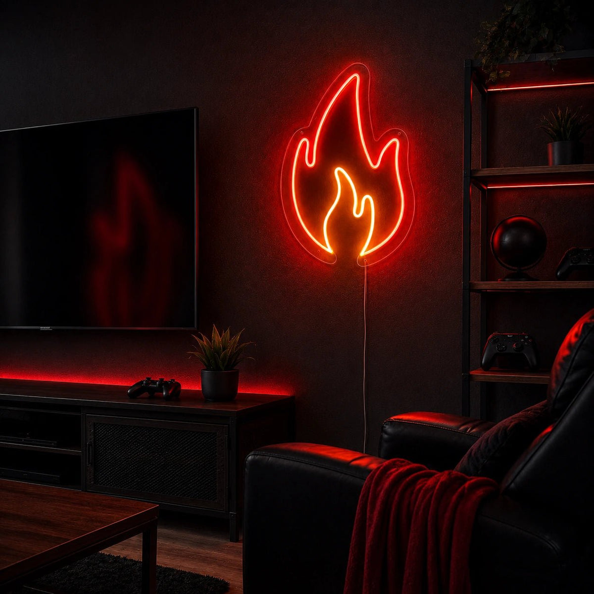 Flame Outline Man Cave LED Neon Sign - Shineneon