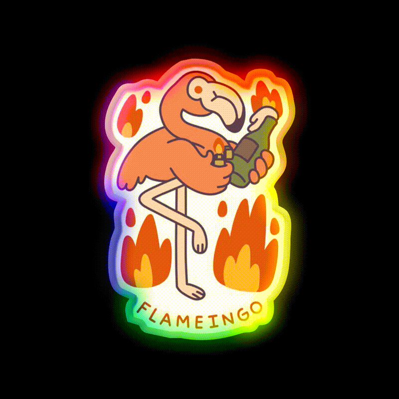 Flameingo Cocktail Bar Decor Led Neon Sign Rgb Color - LED neon sign close-up detail